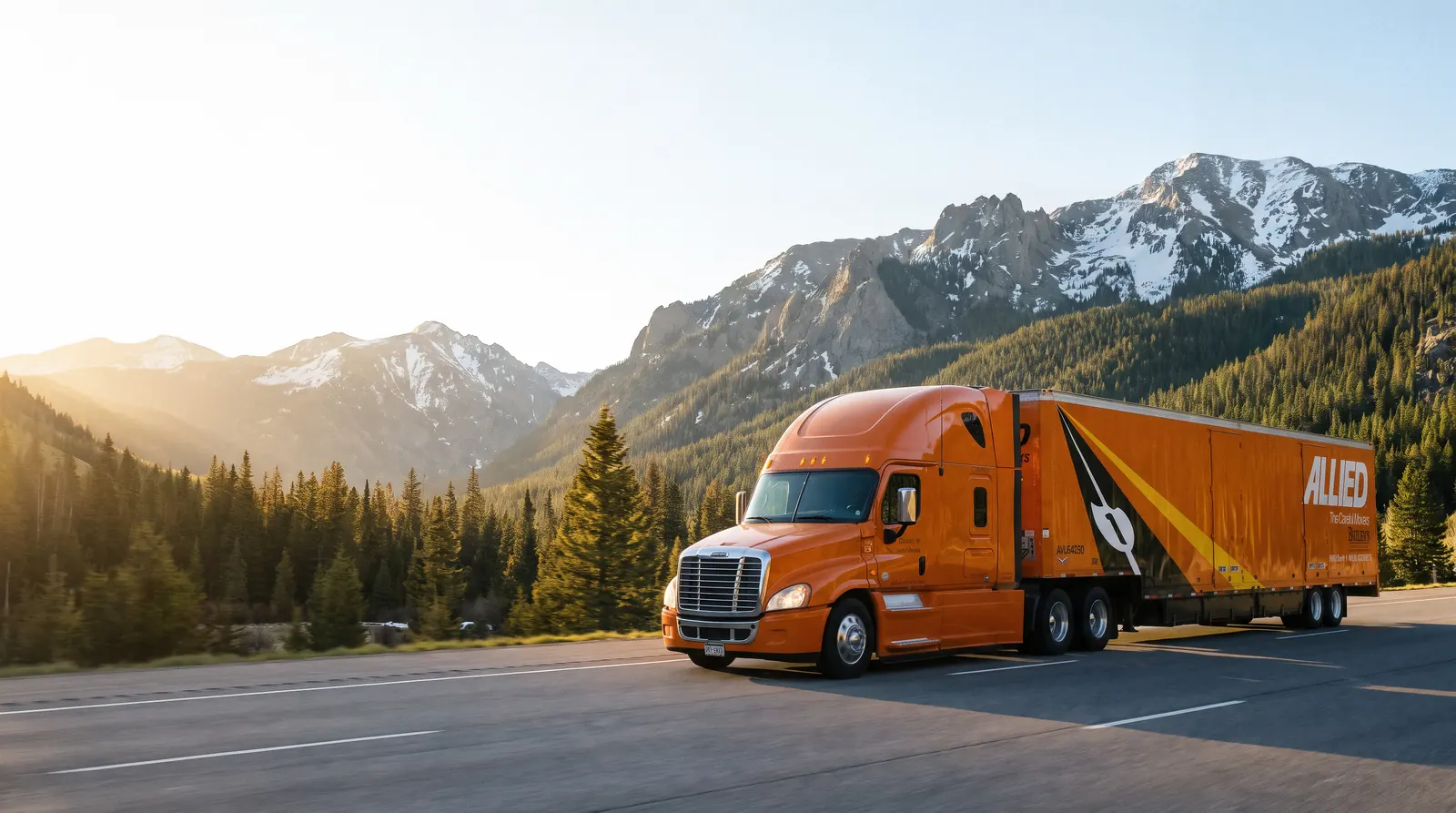 Allied moving truck on a Colorado mountain highway
