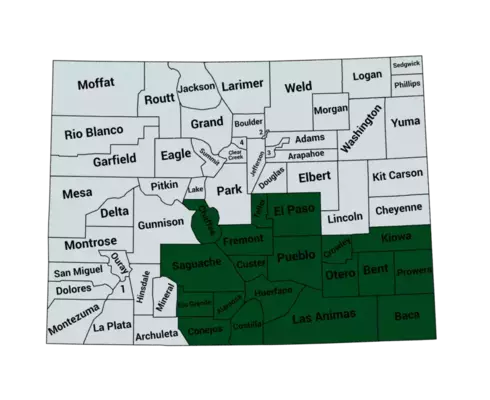 Bailey's Colorado Springs Service Area Map