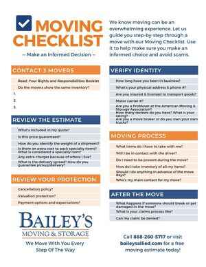 Moving preparation checklist for hiring a local mover