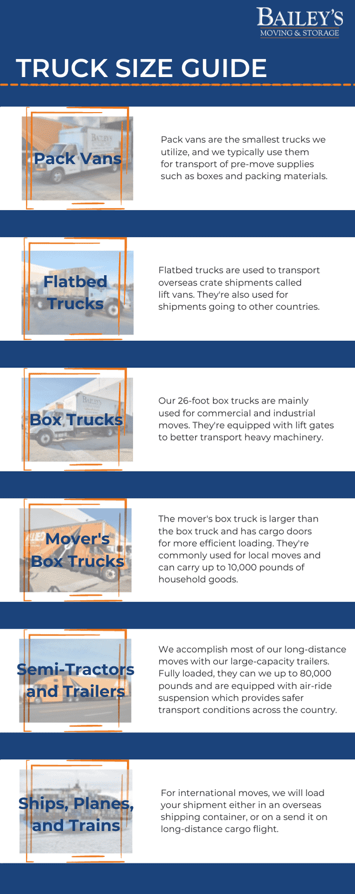 Bailey's Moving & Storage moving truck